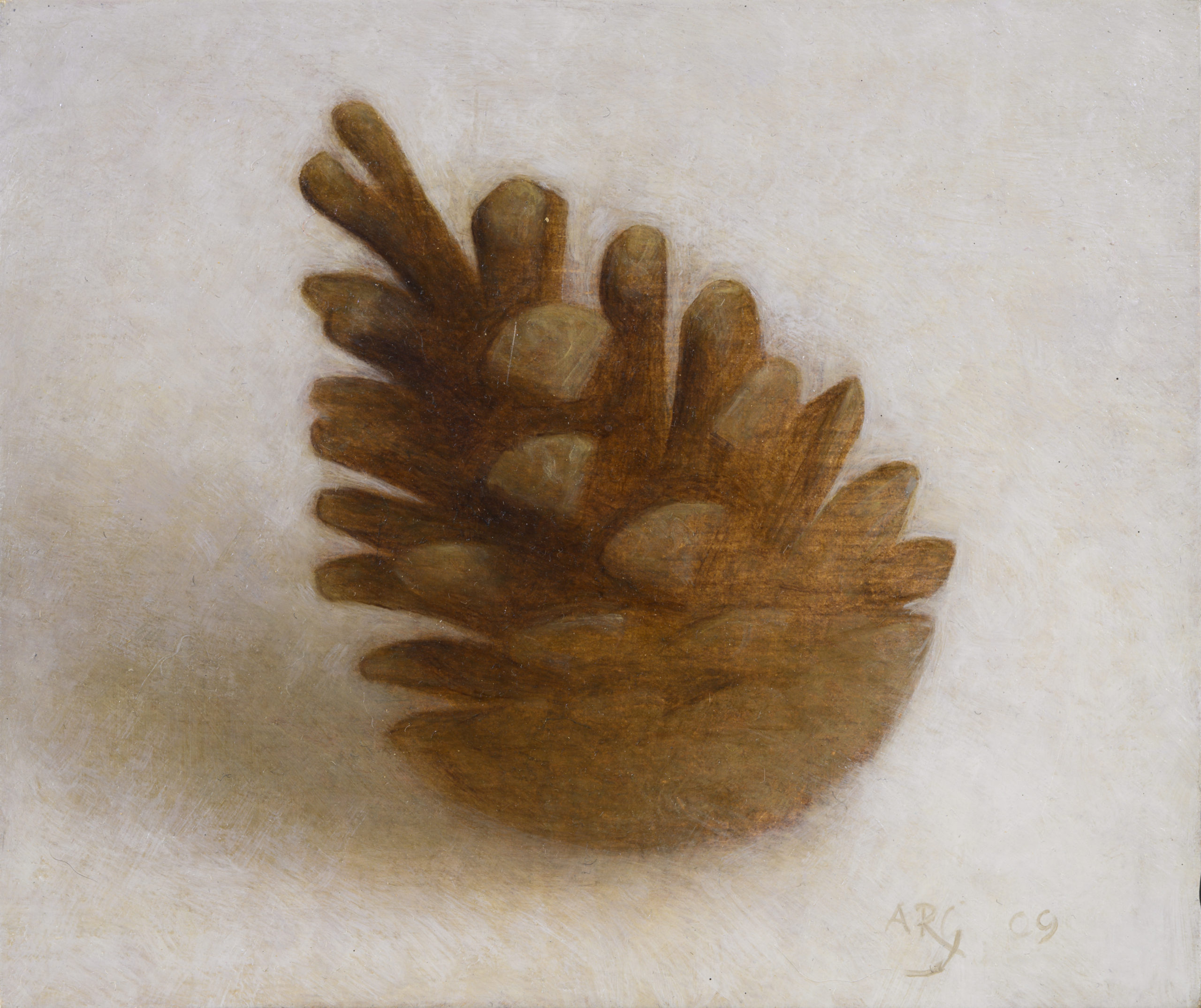 CK-30-Albert-Greving-Dennenappel-2010-2010-10-x-12-cm-olie-paneel-scaled